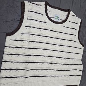 Shiny by Nature Ivory and Brown Knit Sweater